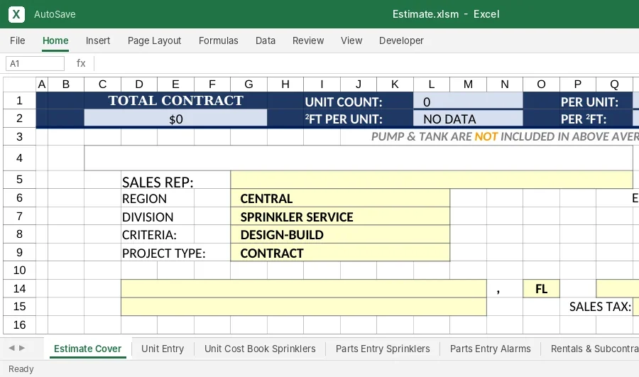 Fire Sprinkler Estimating Workbook