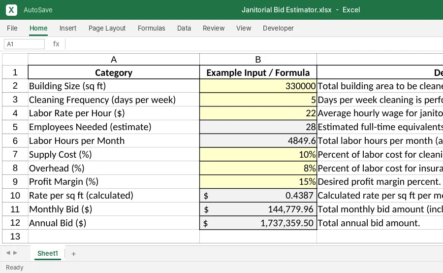 Janitorial Bid Estimator
