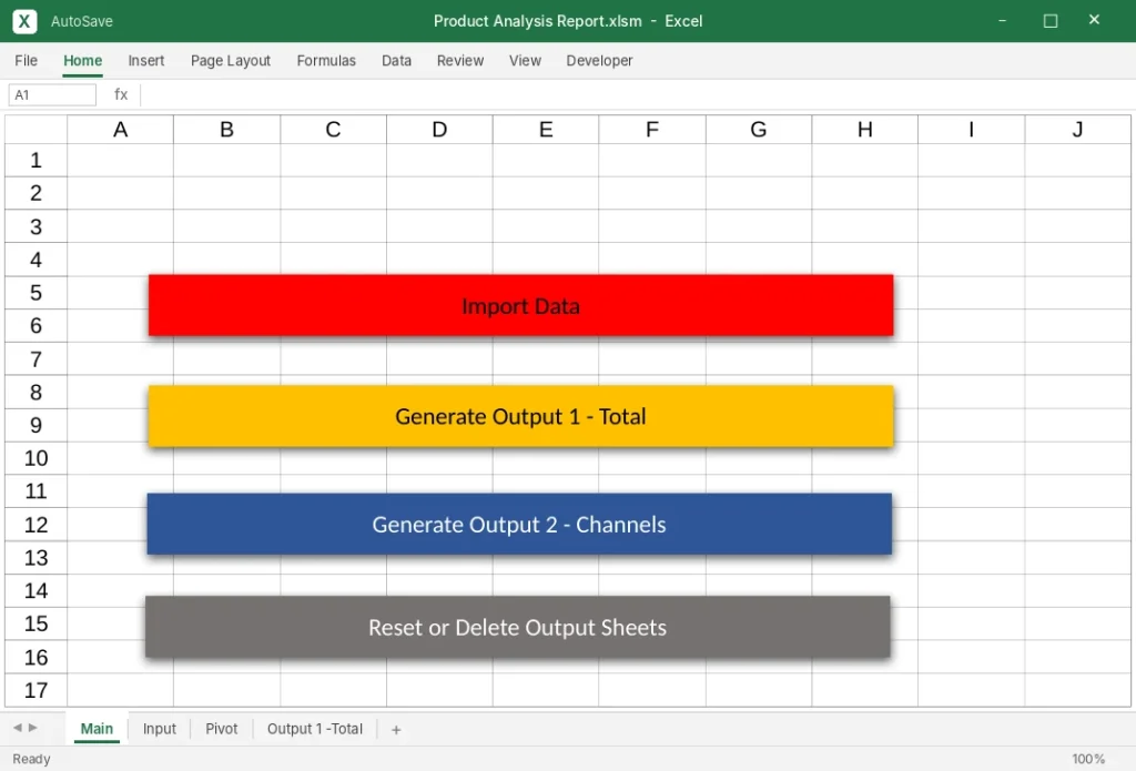 Product Analysis Report Generator - Control panel