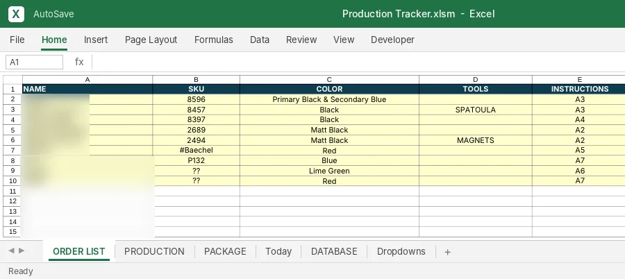 Production Order Tracker