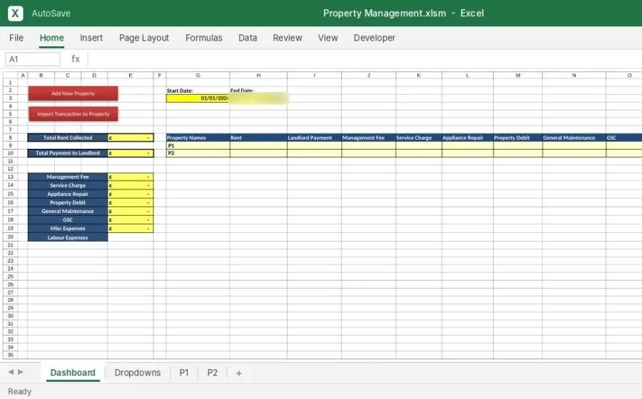 Property Management Rent Ledger